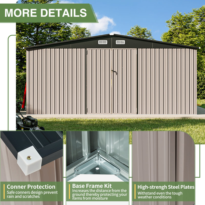 JolyDale 14 Ft. W X 12 Ft. D Outdoor Metal Storage Shed & Reviews